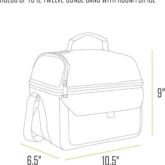 Carhartt 12 Can Two Compartment Lunch Cooler C10546 Insulated Brown Bag New - Picture 6 of 9